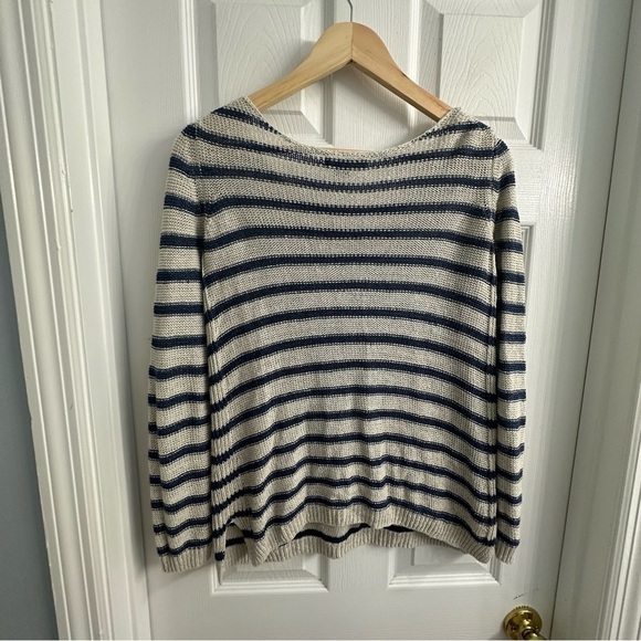 Vince Sweater Striped Knit Blue Gray Casual Grunge Fall Designer Size Small - Picture 5 of 7